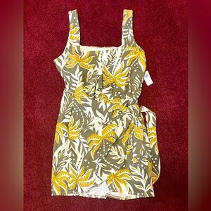NWT Old Navy Side Tie Wrap-Front Green Palm Print Swim Dress- Size L